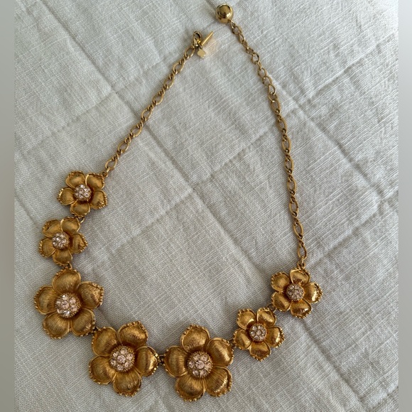 kate spade Gold Floral Necklace with rhinestone Accents - Picture 2 of 3